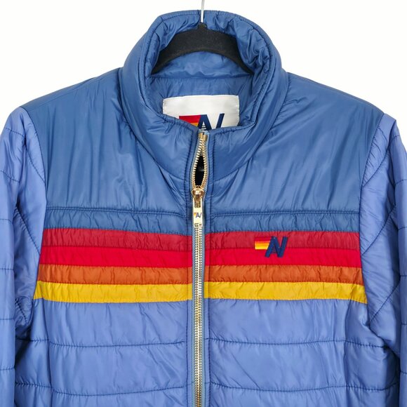 Aviator Nation Journey Jacket 5 Stripe Blue Moonlight Puffer Size M - Picture 5 of 14